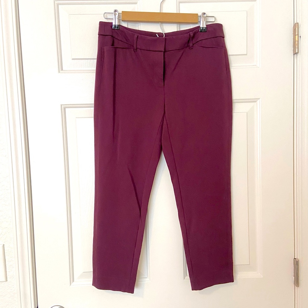 White House Black Market Burgundy Slim Ankle Trousers